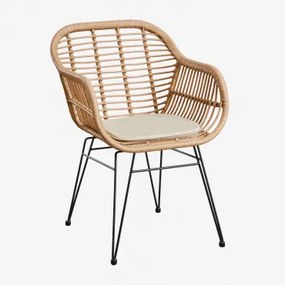 Zestaw 4 Krzeseł Ogrodowych Z Syntetycznego Rattanu Zole Czarna & Kremowa - Sklum