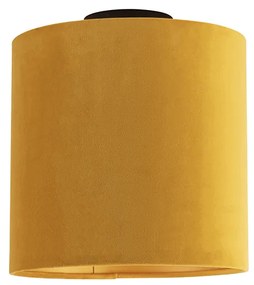 Lampa sufitowa z abażurem z weluru ochrowym ze złotem 25 cm - Combi BlackWiejski/ Rustykalny / Vintage Oswietlenie wewnetrzne