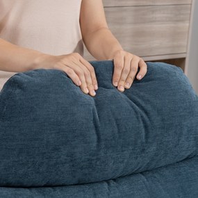 HOMCOM Fotel relaksacyjny z podnóżkiem, lounge z tkaniny chenille, nowoczesny fotel do oglądania TV, 78 x 93 x 100 cm, niebieski