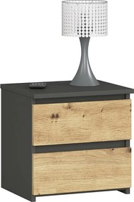 Szafka nocna AKORD CL2 Grafit Szary 40 cm 2 szuflady kolor Dąb Artisan mat 40x35x40 cm