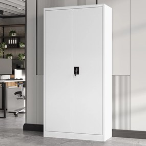 Biurowa szafa metalowa na akta JAN, 900 x 1850 x 400 mm, biała