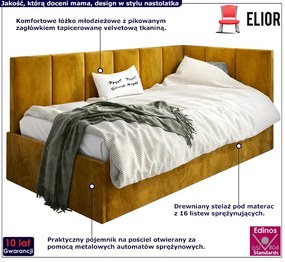 Musztardowy tapczan z oparciem 120x200 - Golones 5X