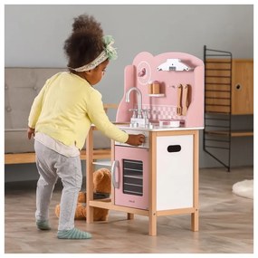 Viga polarb drewniana kuchnia z akcesoriami silver - pink