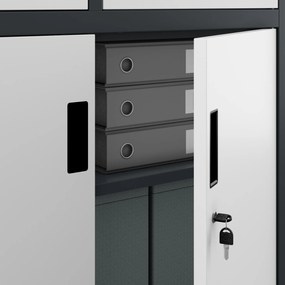 Biurowa szafa metalowa z sejfem na akta i dokumenty FILIP, 900 x 1850 x 400 mm, antracytowo-biała