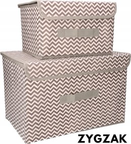 Organizery tekstylne Zygzak 38x25x23cm + 26x20x16cm komplet 2szt + pokrywki