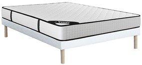 Zestaw 140 x 190 cm: stelaż tapicerowany + materac z 7-strefowymi sprężynami kieszeniowymi i pianką memory o grubości 22 cm – LUREAN od YSMÉE