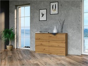 Komoda Malwa M6/120 | Dąb Artisan | 120x30x75 cm | Nowoczesna 6 Szuflad