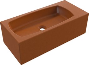 Umywalka betonowa wisząca / nablatowa prostokątna bez otworu na baterię 65 x 30 cm z półką ZALM | różne kolory : Kolor - Ceglasty, Typ montażu - podwieszana