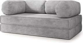 Masseno Sofa piankowa ALVIO z funkcją spania, Kanapa z pianki do salonu, Bezmontażowa, Tkanina sztruksowa – Jasnoszary POSO 55