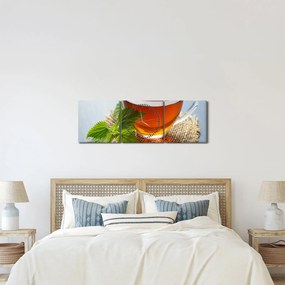 Obraz filiżanki herbaty (z zegarem) (90x30 cm)