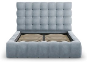 Jasnoniebieskie tapicerowane łóżko dwuosobowe ze schowkiem i stelażem 160x200 cm Bali – Cosmopolitan Design