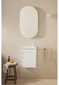 Zestaw Wiszących Mebli Łazienkowych Zintegrowany Z Umywalką Narek Biała & Owalny Z Miejscem Do Przechowywania Czarny 50x90 - Sklum