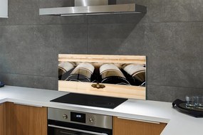 Panel szklany do Kuchni Butelki Wina w Skrzynce