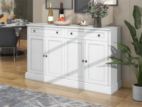 Buffet z 4 drzwiami i 2 szufladami - drewno - wysokość 150cm - Biały antyczny