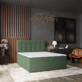 Masseno Łóżko kontynentalne PALMA z pojemnikiem na pościel 140x200 cm - Zielony, SORO 72