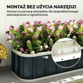 Outsunny Grządka podwyższona stalowa, skrzynia do sadzenia z zatrzaskami, zagięta krawędź, inspekt 136 x 52 x 31 cm Ciemnoszary | Aosom PL