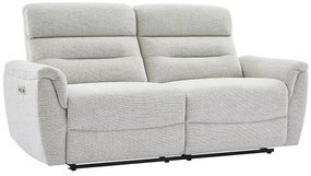 Kanapa 3-osobowa z elektryczną funkcją relaksu w jasnej szarej tkaninie teksturowej BREVIO