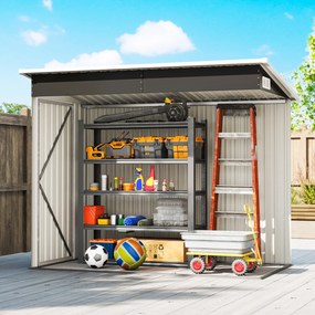 Outsunny Metalowy domek narzędziowy 2,68 m², zamykany schowek z 3 drzwiami, wentylacja, dach jednospadowy, rękawice | Aosom PL
