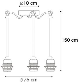 Industrialna lampa wisząca czarna 3-punktowa - Cava Nowoczesny Oswietlenie wewnetrzne