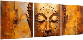 Obraz - Budda, obraz olejny (z zegarem) (90x30 cm)