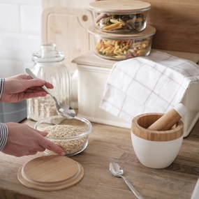 Florina Pojemnik szklany z bambusową pokrywką Clavato, 390 ml, S