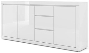Szeroka biała komoda z szufladami i szafkami R5-D68
