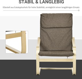 HOMCOM Fotel Relaksacyjny Brązowy Lniany Pokrycie z Drewnianym Stelażem Komfortowe Siedzisko z Podłokietnikami | Aosom PL