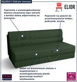 Zielona rozkładana sofa z pojemnikiem D7-B01