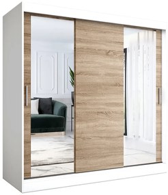 Szafa przesuwna biały + dąb sonoma 200 cm - Seko 6X