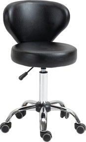 HOMCOM Salonowy taboret w wyglądzie skóry, regulowany na wysokość, do 120 kg, stalowa konstrukcja, Czarny