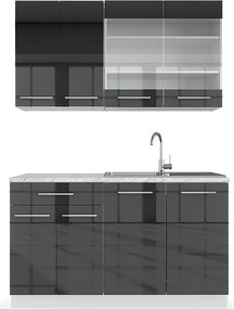 Pojedyncza kuchnia antracytowy wysoki połysk/biały 140x60x81.6 fame-line