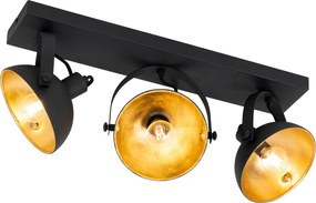 Industrialna lampa sufitowa czarna ze złotem 3-światła regulowana - Magnax