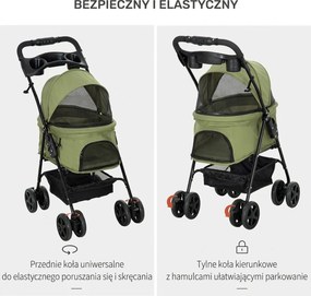Outsunny Wózek dla Zwierząt Składany Ciemnozielony do 20kg | Aosom PL