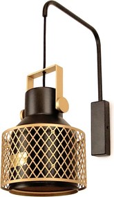 Nowoczesny kinkiet TOSCA - g?. 20,4 cm x wys. 52,8 cm - E27 60W - IP20 - do u?ytku wewn?trznego - stal i aluminium - czarny i z?oty