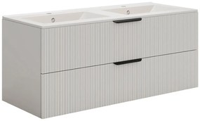 Szafka łazienkowa wisząca  prążkowana - Kolor beżowy - 120 cm - DALIKO