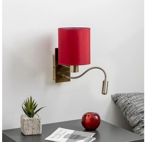 Brilagi-LED Kinkiet NUBILA 1xE27/25W/230V+LED/3W mosiądz/pompej.czerwień