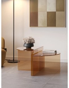 Brązowe szklane okrągłe stoliki zestaw 2 szt. ø 80 cm Velta – MOME