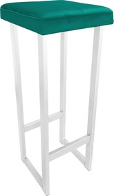 Hoker ALEX krzesło barowe tkanina Welur podstawa metalowa : Kolor Stelaża - Biały, Kolor tkaniny - VELVET - MG20, Wysokość - 90 cm