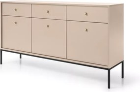 Komoda Gerra 3 – nowoczesna, elegancka komoda z 3 drzwiami i 3 szufladami, na wysokich metalowych nogach złotych lub czarnych