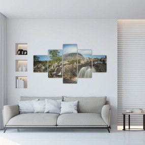 Obraz wodospadów i gór (125x70 cm)