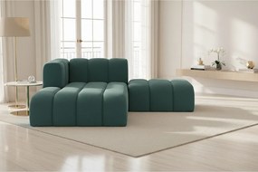 Szezlong z pufą Grand, tkanina Salvador, Lazurowy, Lewy