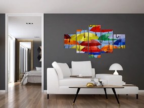 Obraz kolorowych parasoli (125x70 cm)