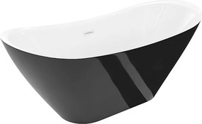 Mexen Lotos wanna wolnostojąca 180 x 75 cm, biała/czarna, przelew biały - 52051807775-20
