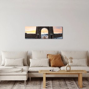 Obraz bramy, Yellowstone (z zegarem) (90x30 cm)