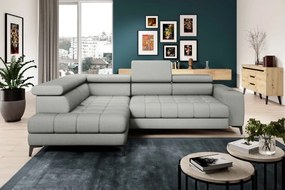 Narożnik BAGGIO Lewostronny z funkcją spania, wolnostojący tkanina LETTO 03 Popielaty WERSAL