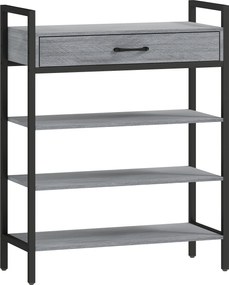 HOMCOM 4-poziomowa szafka na buty, regał do przedpokoju na do 9 par butów, płyta wiórowa, metal, szary