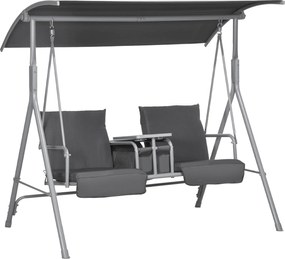 Outsunny Huśtawka Hollywood dla 2 osób z daszkiem i stolikiem, metalowa konstrukcja, do 180 kg, 175x110x165 cm, Czarny