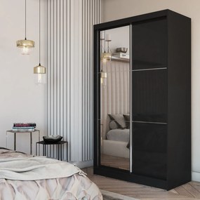 Szafa Przesuwna VITALE 120 cm z Lustrem Szafa Dwudrzwiowa Czarna