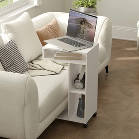 HOMCOM Stolik pomocniczy, wózek serwisowy w kształcie litery C, 4 kółka, 3 komory, 40 x 30 x 69 cm, Biały