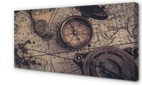 Obraz canvas na ścianę Kompas na Starej Mapie